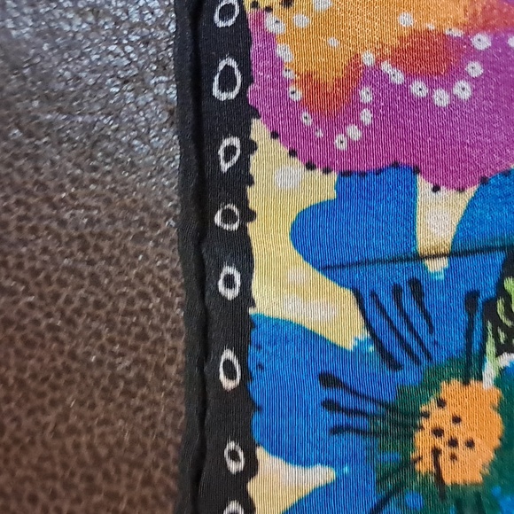 Laurel Burch Square Silk Scarf Parrot Bright Colorful Signed - Picture 4 of 7